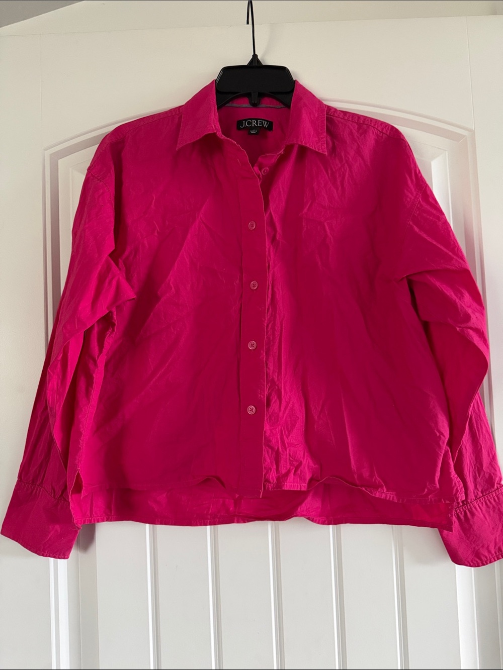 J. Crew Bright Fuchsia Cropped Button-Down Shirt